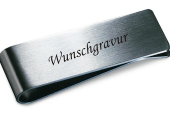 Geldscheinklammer Geldclip Moneyclip Edelstahl Metall mit Gravur graviert  Geschenk Männer Frauen Geburtstag personalisiert Moneyclip