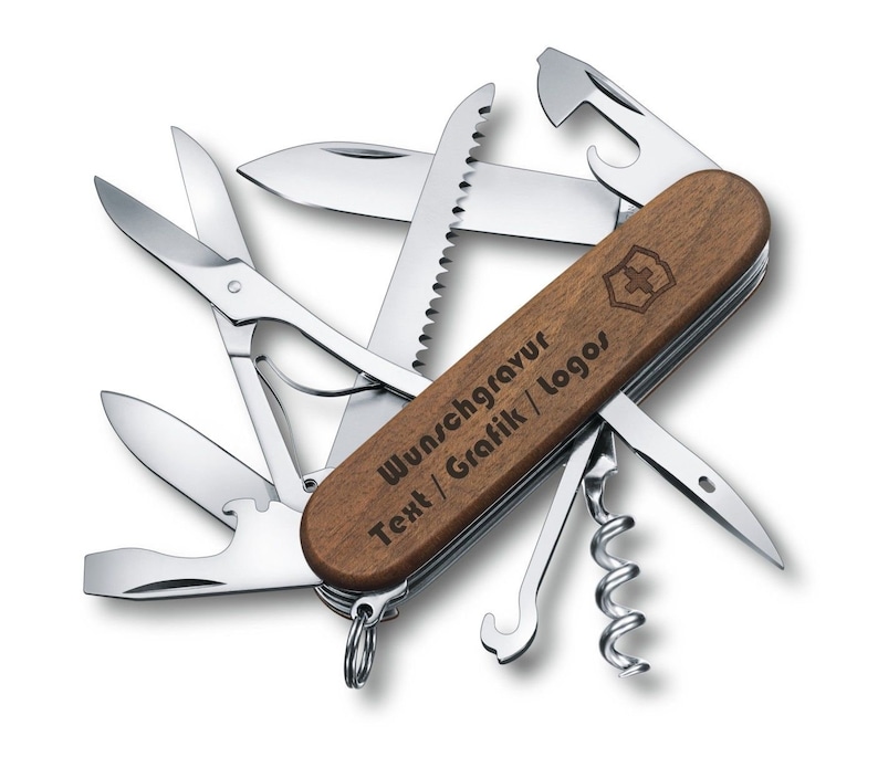 Victorinox Swiss Army Knife Huntsman Wood Engraving Gift for Men Women for Birthday Personalized 13 Functions 1.3711.63 image 3