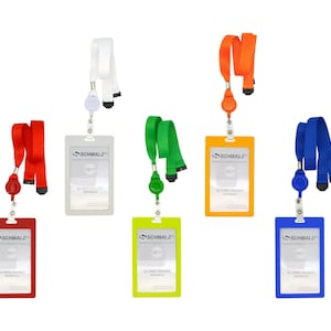 Schmalz® Kartenhalter mit Schlüsselband ausziehbar | Lanyard | 20 mm breit | Hochformat | 6 Farben