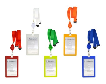Schmalz® Kartenhalter mit Schlüsselband ausziehbar | Lanyard | 20 mm breit | Hochformat | 6 Farben