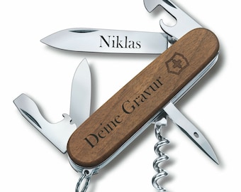 Coltellino svizzero Victorinox Spartan inciso in legno, regalo per uomo e donna, regalo di compleanno personalizzato, 10 funzioni, 1.3601.63