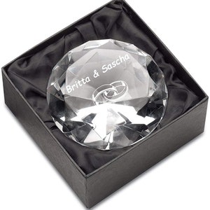 Verre de saindoux® Cristal Diamant incl. Gravure Décoration Presse-papier Cadeau gravé pour Mariage Juillet Anniversaire Award image 2