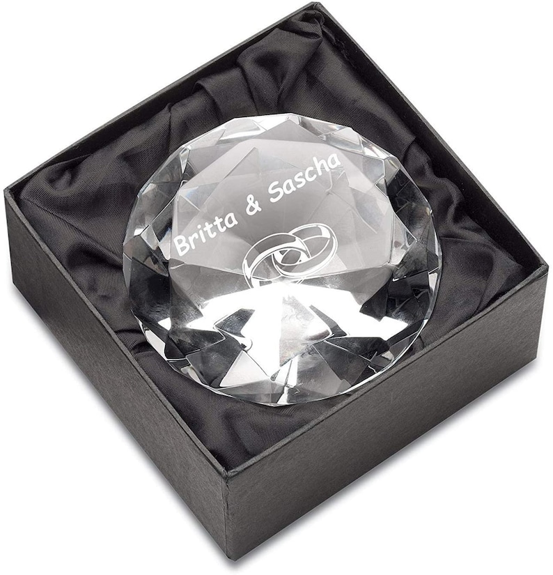 Verre de saindoux® Cristal Diamant incl. Gravure Décoration Presse-papier Cadeau gravé pour Mariage Juillet Anniversaire Award image 2