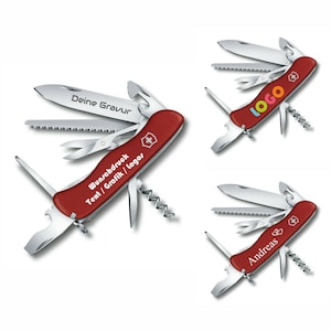 Victorinox Outrider met custom print/gravering rood cadeau voor mannen vrouwen voor verjaardag gepersonaliseerd 14 functies 0.8513