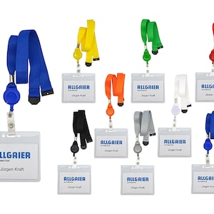 Schlüsselbänder, Schlüsselband ausziehbar mit Ausweishülle Lanyard neutral ohne Druck 20 mm breit, Kartenhalter Sicherheitsverschluss