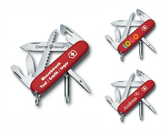 Victorinox Hiker con impresión/grabado deseado rojo regalo para hombres mujeres para cumpleaños personalizado 13 funciones 1.4613