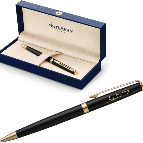 WATERMAN® Ballpoint Pen Model Hemisphere Lacquer Black G.C. Personalized Engraved Gift Men Women Birthday