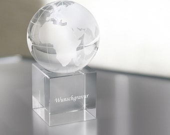 Lard® Paperweight Glass Globe with engraving Wish engraving GOLDALMING engraved Gift for wedding July Birthday Award