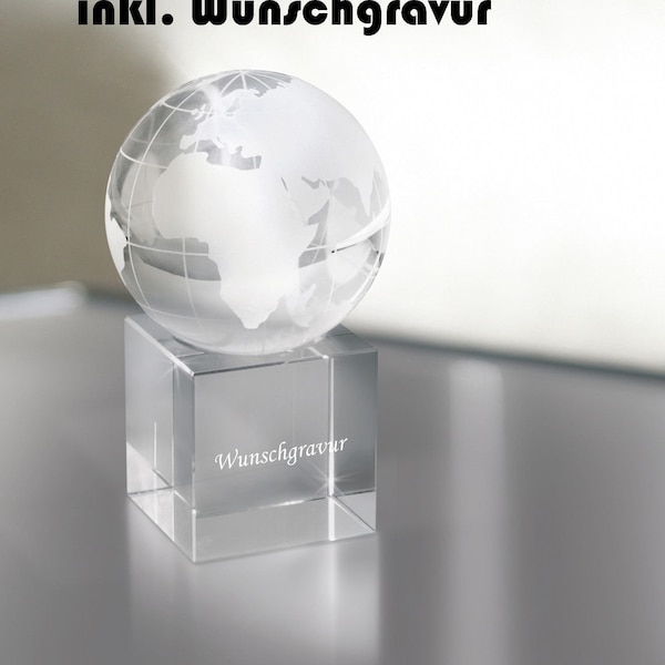 Presse-papier saindoux® Globe en verre avec gravure Gravure de souhaits GOLDALMING gravé Cadeau pour mariage Juillet Anniversaire Award