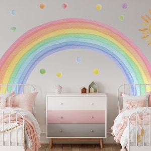 Watercolor Rainbow Wall Decals: Peel & Stick Nursery Mural