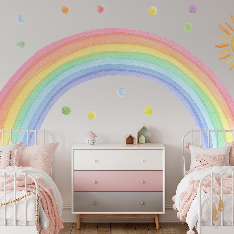 Watercolor Rainbow Wall Decal - Etsy
