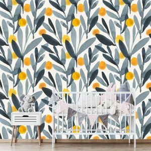 Boho Floral Peel and Stick Wallpaper: Scandinavian Minimalist Decor