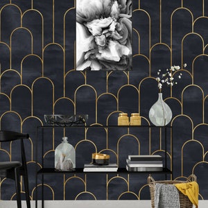 Geometric Peel and Stick Wallpaper: Scandinavian Art Deco Design