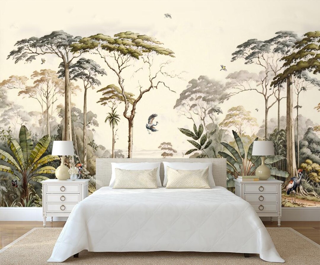 Jungle Animals Wallpaper Mural: Peel and Stick Nursery Kids Room Decor ...