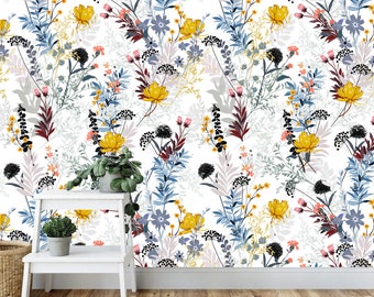 Watercolor Leaves Removable Wallpaper: Scandinavian Boho Peel and Stick
