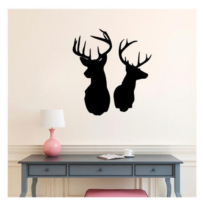 Bold Deer Head Shilouette Wall Decals Nursery Living Room Wall Art Stickers Decals Vinyl Home Decor