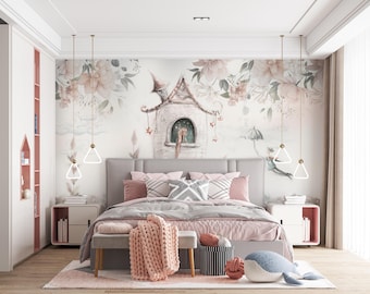 Mural de papel pintado Bosque Encantado: Papel pintado autoadhesivo estilo Cottagecore para habitación infantil