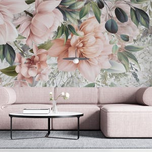 Watercolor Floral Peel and Stick Wallpaper Mural: Nursery Room Decor