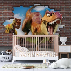3D Dinosaur Wallpaper: Peel and Stick Old Plaster Wall Mural