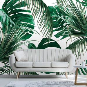 Green Tropical Palm Leaf Removable Wallpaper - Peel and Stick Wall Mural