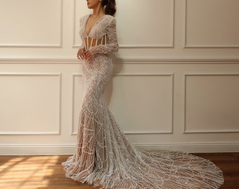 dando london beaded dress DANDO LONDON 2025 PALM SPRINGS WEDDING DRESS main image 1