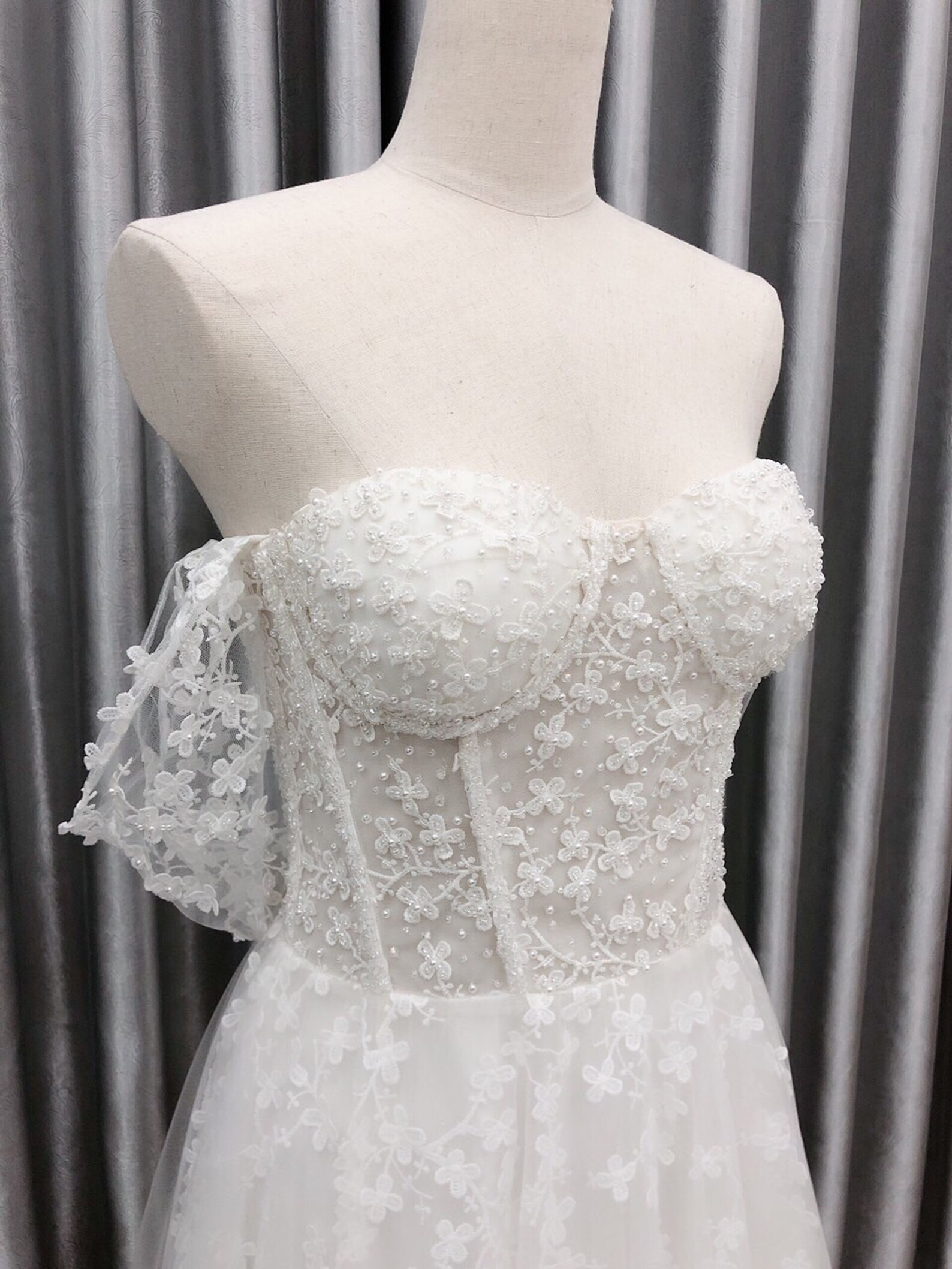 AYALA Exposed Corset Aline Wedding Dress With Detachable - Etsy