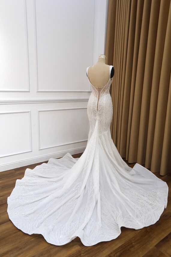 princess polly baby blue dress Ivory V Neck Backless Beaded Wedding Dresses with 3D Flowers, Ivory Ba –  jbydress