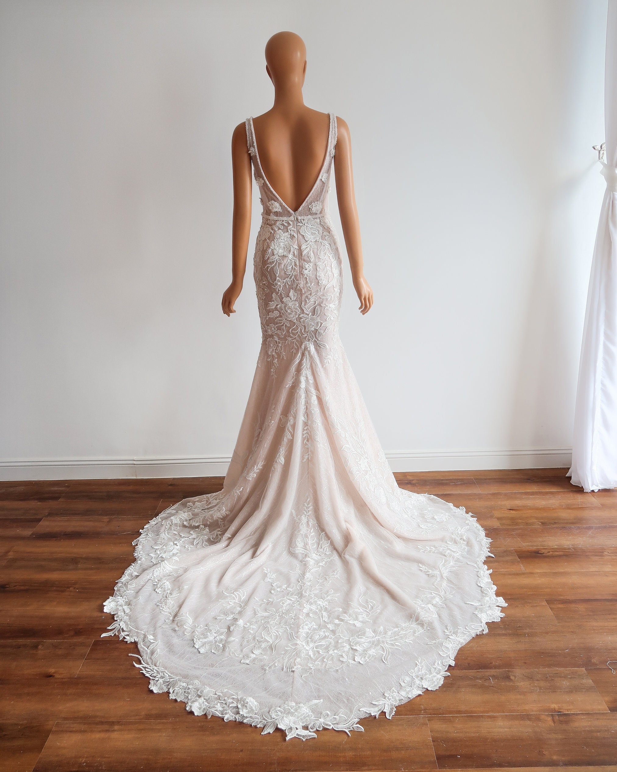 Chiffon fit and flare wedding dress shop