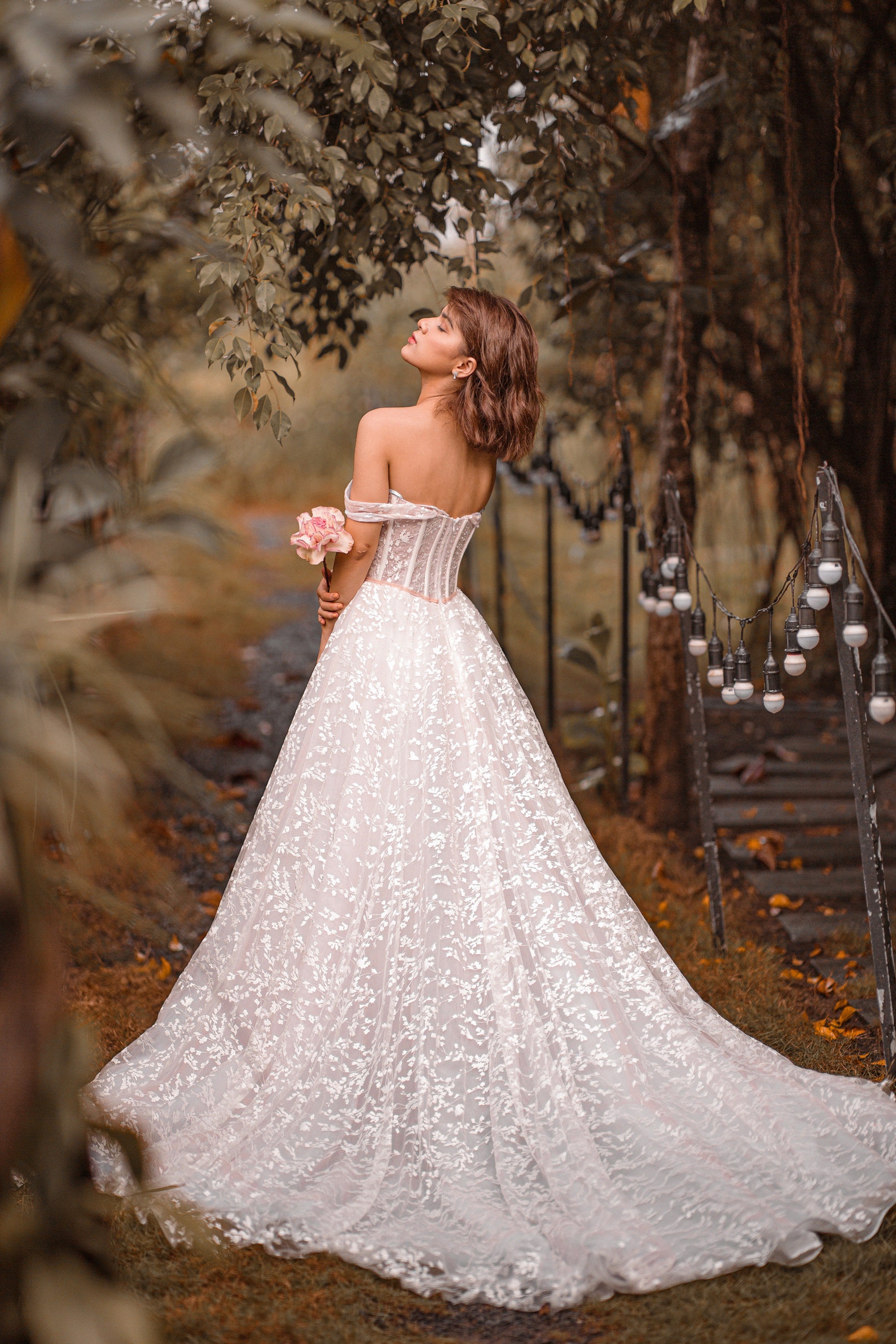 MANDY Blush Pink Corset Wedding Dress With off the Shoulder - Etsy