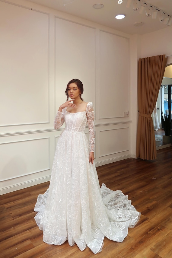 knee length dresses for ladies Lace Long Off Shoulder Mermaid Weing Dress