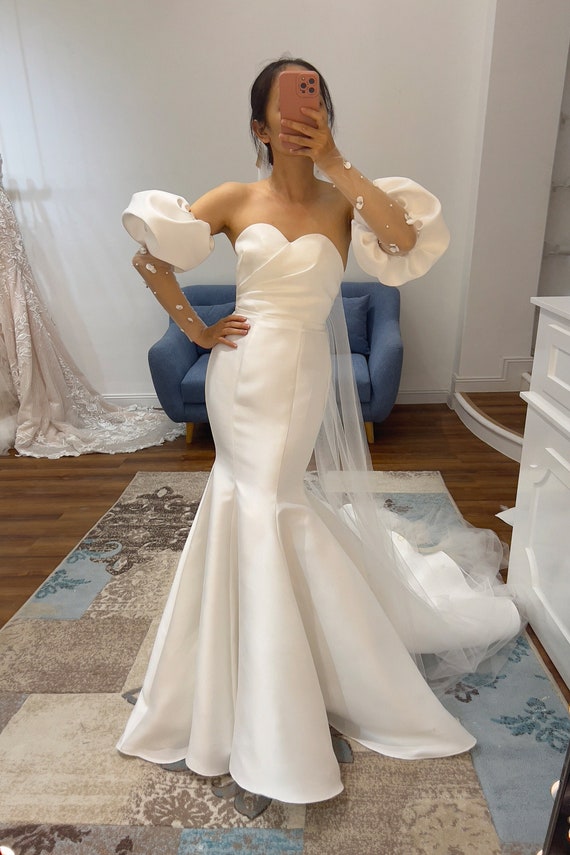 CATHERINE elegante vestido de novia clásico de seda mikado - Etsy España CATHERINE elegante vestido de novia clásico de seda mikado - Etsy España