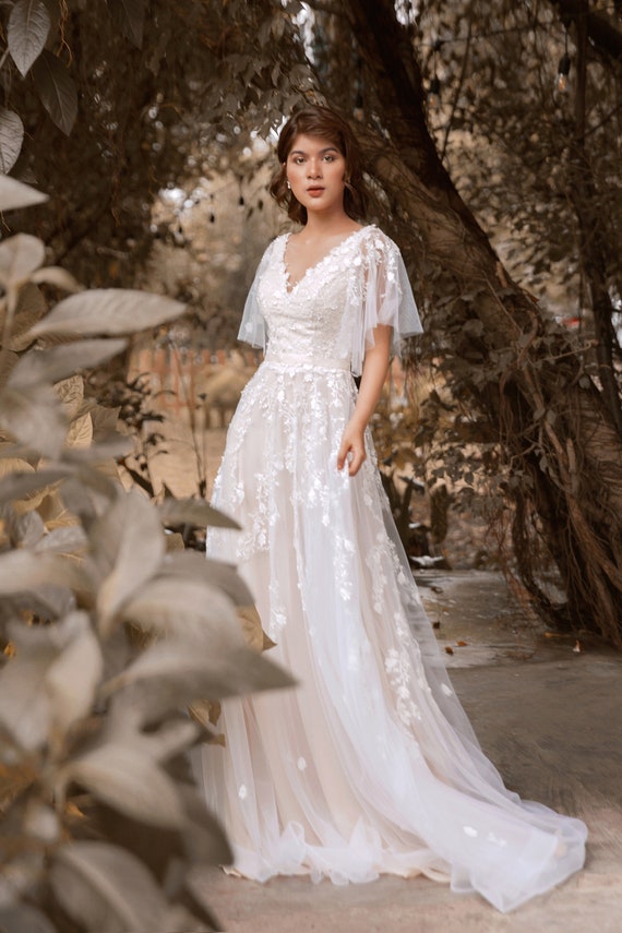 blush wedding dress