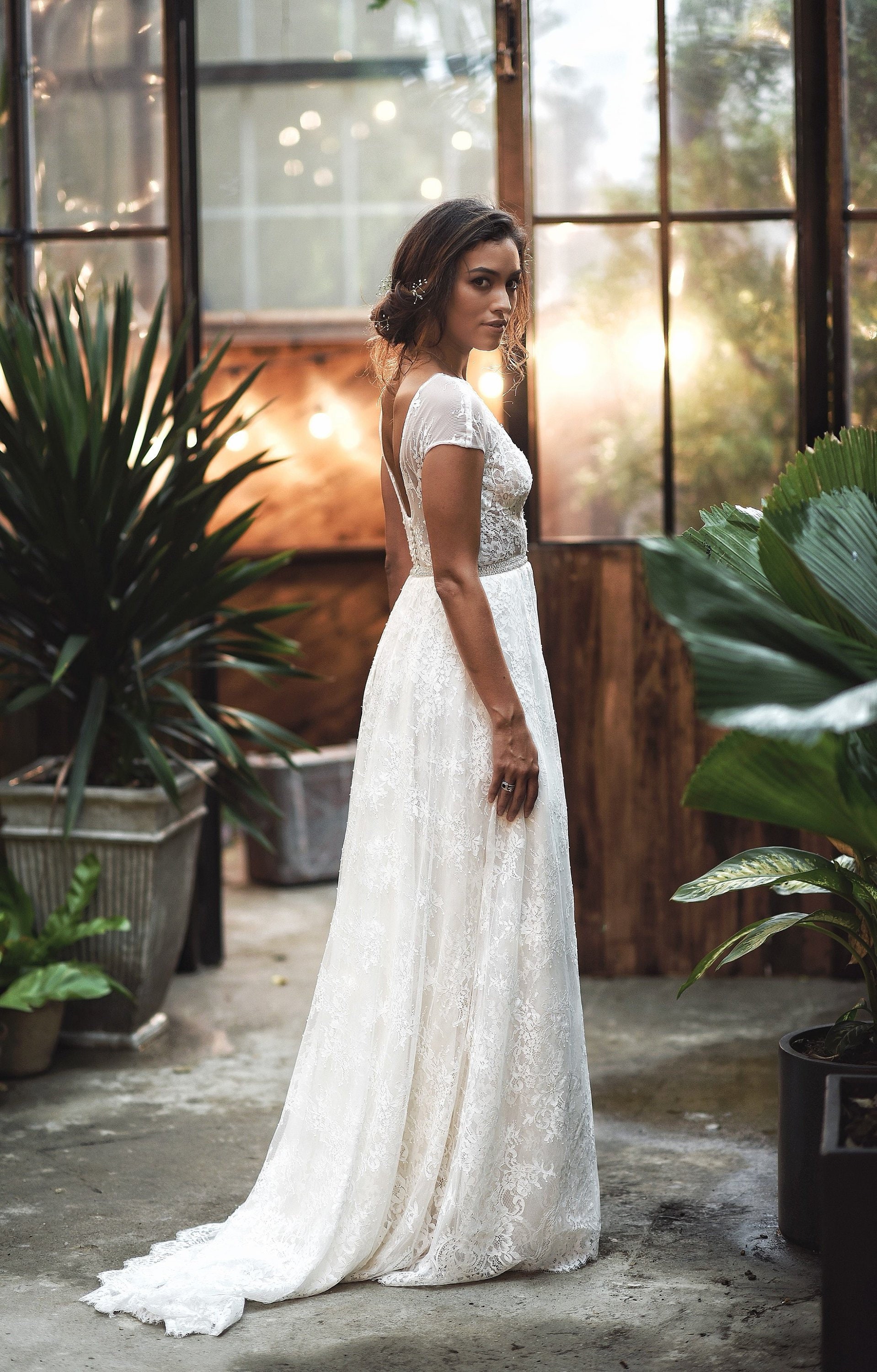 Aline Vintage Wedding Dress/ Full Lace 