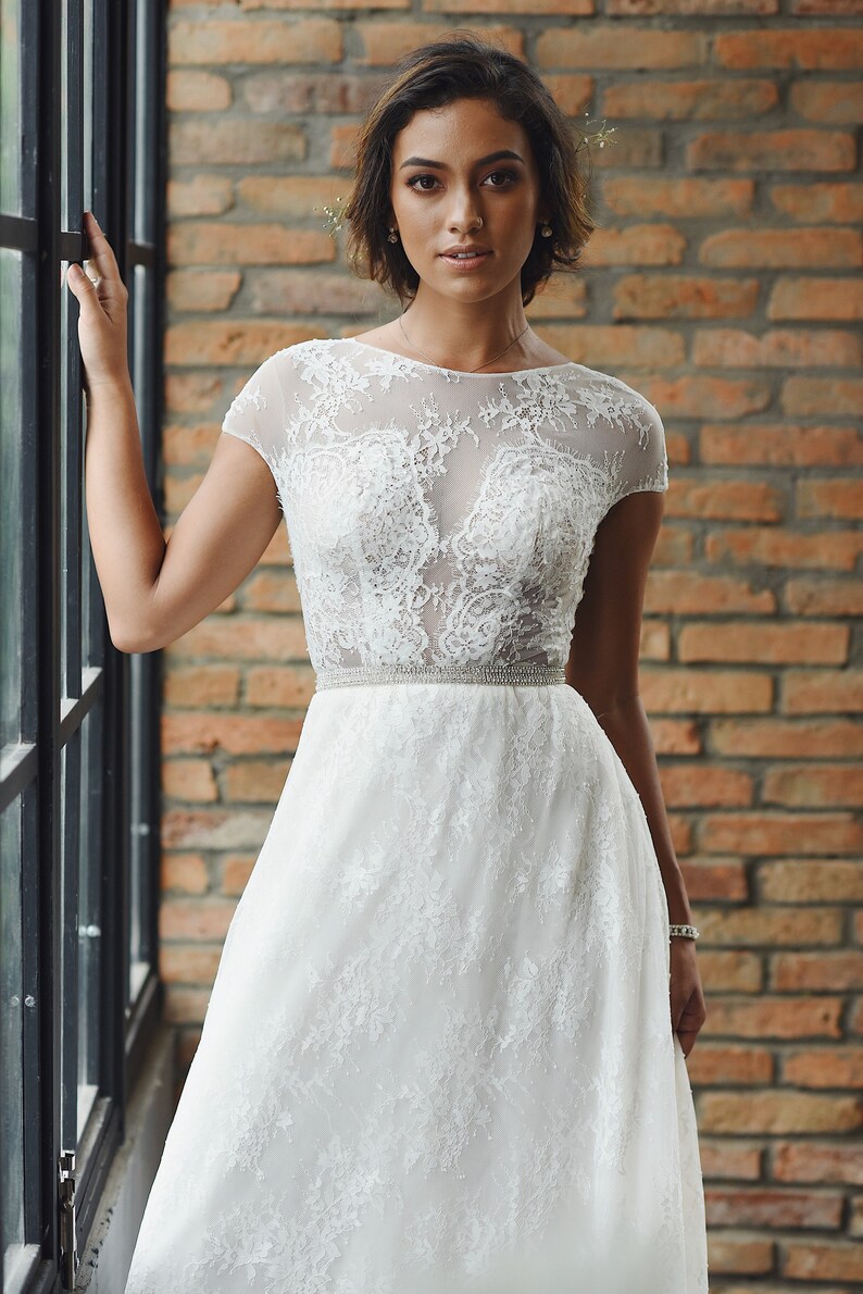 Aline Vintage Brautkleid / volle Spitze Brautkleid / Retro ...