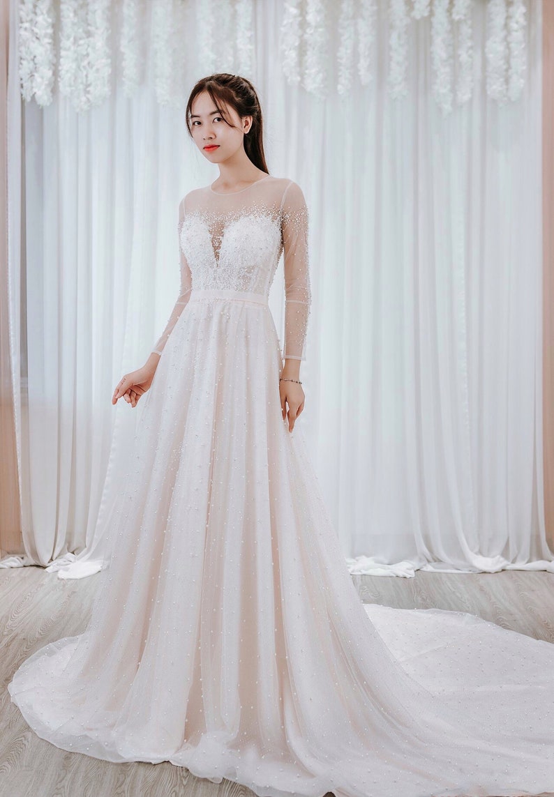 Aline Wedding Dress/ Long Sleeves/ Bridal Gown/ Vintage | Etsy