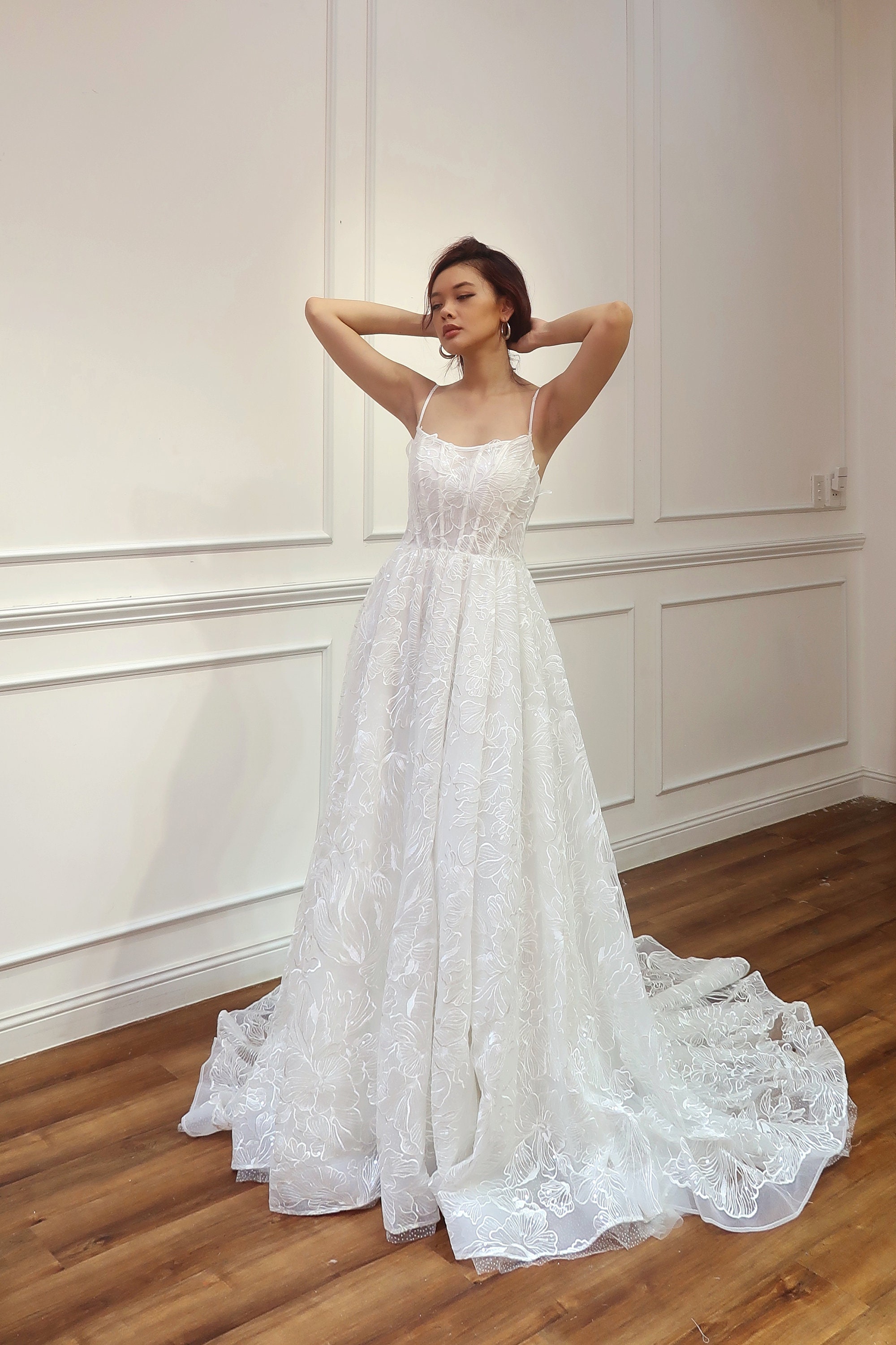 romance language blue backless lace dress Amarra 89022