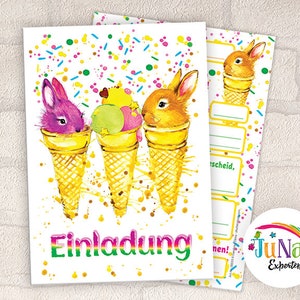 Einladungskarten zum Kindergeburtstag Mädchen Jungen Kaninchen Einladungen Geburtstag Kinder (für 6 bis 12 Personen)