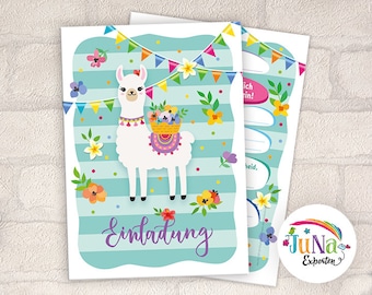 Invitation cards for children's birthdays for girls Llama Birthday invitations Children's birthday invitations (for 6 to 12 people)