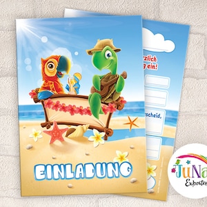 Einladungskarten zum Kindergeburtstag Mädchen Jungen Papagei und Schildkröte Einladungen Geburtstag Kinder (für 6 bis 12 Personen)