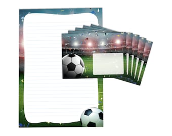 Stationery as a block + 15 envelopes Football green Children's motif Boys