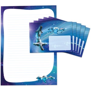 Briefpapier als Block + 15 Briefumschläge Space Star Wars Kindermotiv Jungen