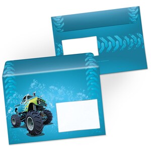 Stationery as notepad 15 envelopes monster truck children's motif image 5