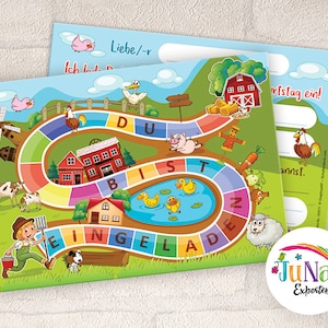 Einladungskarten zum Kindergeburtstag Mädchen Jungen Bauernhof Einladungen Geburtstag Kinder Outdoor-Party (für 6 bis 12 Personen)