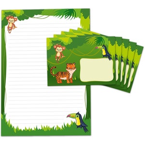 Briefpapier als Block + 15 Briefumschläge Tukan Kindermotiv Mädchen Jungen