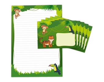 Stationery as a block + 15 envelopes toucan children's motif girls boys