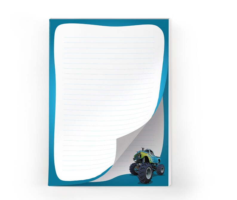 Stationery as notepad 15 envelopes monster truck children's motif image 3