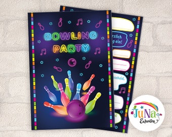 Invitation cards for children's birthday bowling girls boys invitations birthday skittles birthday invitations (for 6 to 12 people)