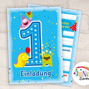 Einladungskarten zum 1. Geburtstag Mädchen Jungen lustige Monster Einladungen erste Geburtstag Kindergeburtstag ( für 6 bis 12 Personen)