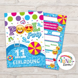 Einladungskarten zum 11. Kindergeburtstag Mädchen Jungen Schwimmbad Einladungen elfte Geburtstag Kinder Pool-Party  (für 6 bis 12 Personen)