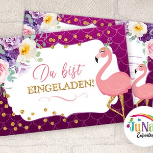 Einladungskarten zum Kindergeburtstag für Mädchen Flamingo Einladungen zum Geburtstag Geburtstagseinladungen Kinder (für 6 bis 12 Personen)